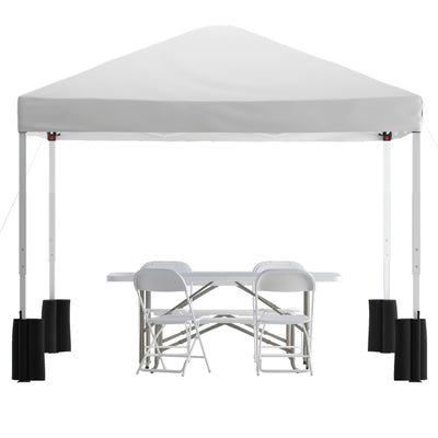 Portable Tailgate/Event Tent Set-10'x10' Wheeled Pop Up Canopy Tent, 6-Foot Bi-Fold Table, 4 Folding Chairs - View 1