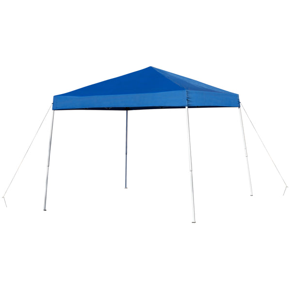 Blue |#| 8' x 8' Blue Pop Up Canopy, Folding Table and 4 White Folding Chairs Bundle