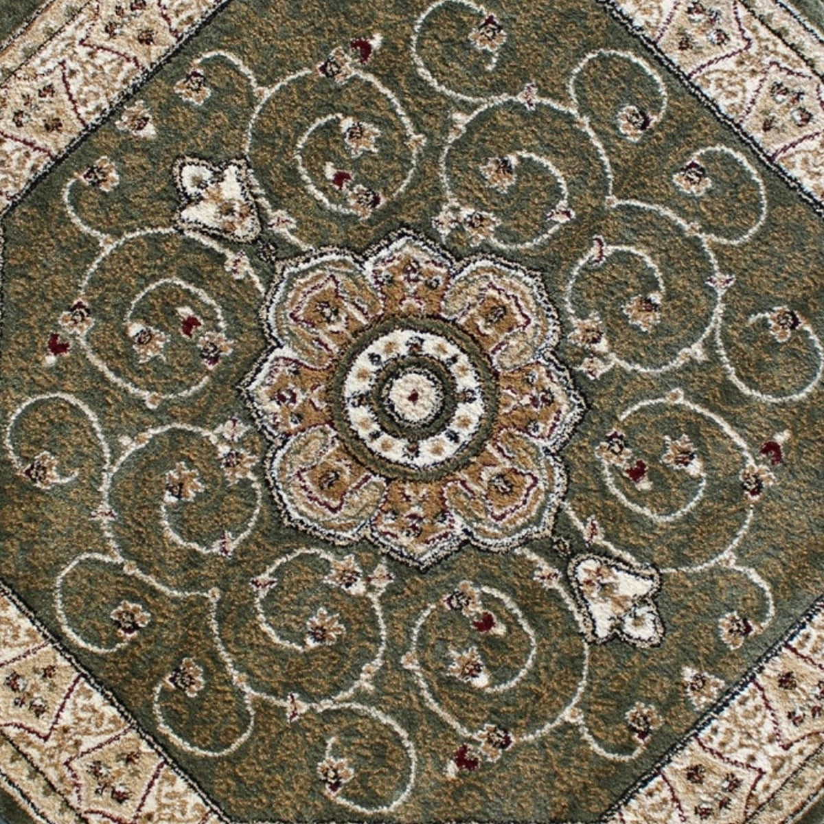 Green,4' Octagon |#| Medallion Motif Traditional Persian Style Round Area Rug in Green - 4' x 4'