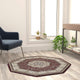 Burgundy,4' Octagon |#| Medallion Motif Traditional Persian Style Octagon Area Rug in Burgundy - 4' x 4'