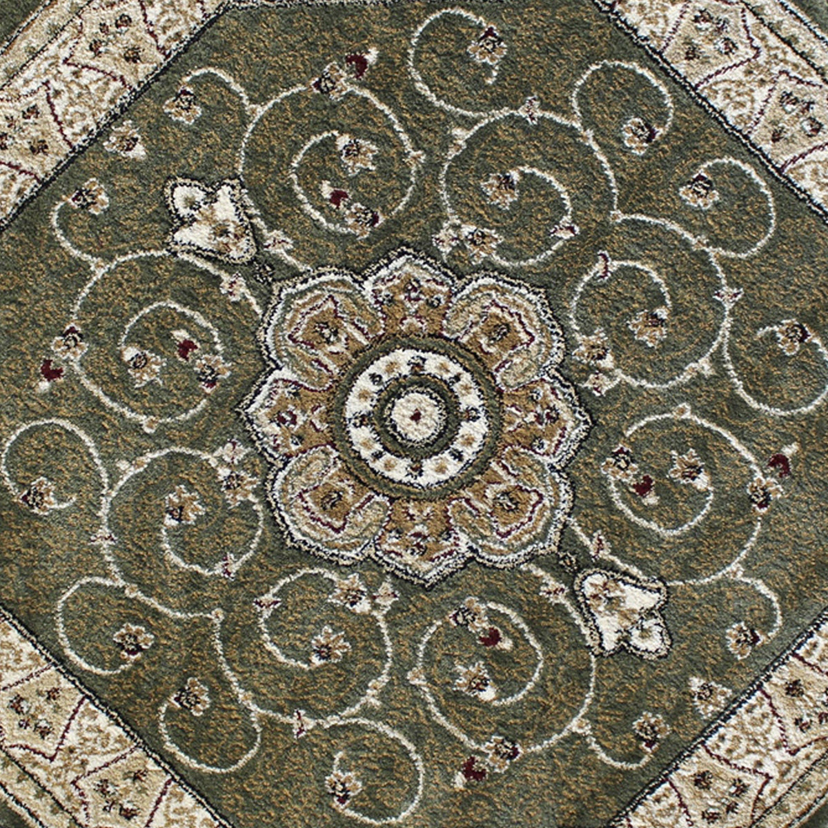Green,7' Octagon |#| Medallion Motif Traditional Persian Style Round Area Rug in Green - 7' x 7'