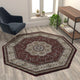 Burgundy,5' Octagon |#| Medallion Motif Traditional Persian Style Octagon Area Rug in Burgundy - 5' x 5'