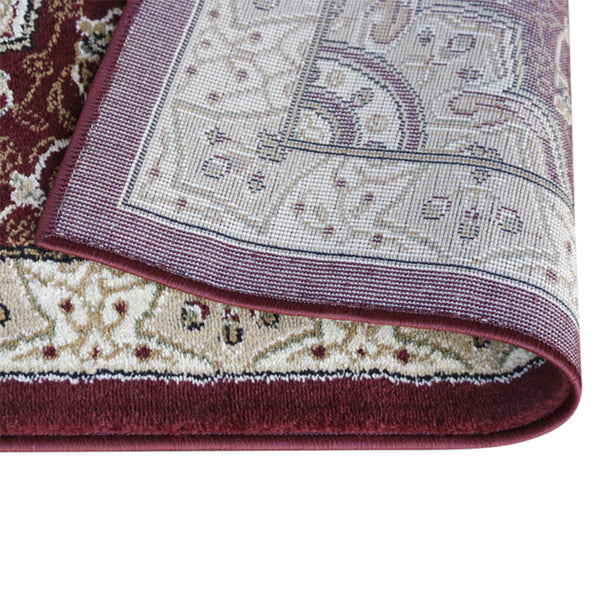 Burgundy,3' x 15' |#| Medallion Motif Traditional Persian Style Olefin  Area Rug in Burgundy - 3 x 15