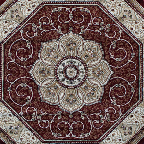 Burgundy,7' Round |#| Medallion Motif Traditional Persian Style Round Area Rug in Burgundy - 7' x 7'