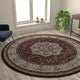 Burgundy,7' Round |#| Medallion Motif Traditional Persian Style Round Area Rug in Burgundy - 7' x 7'