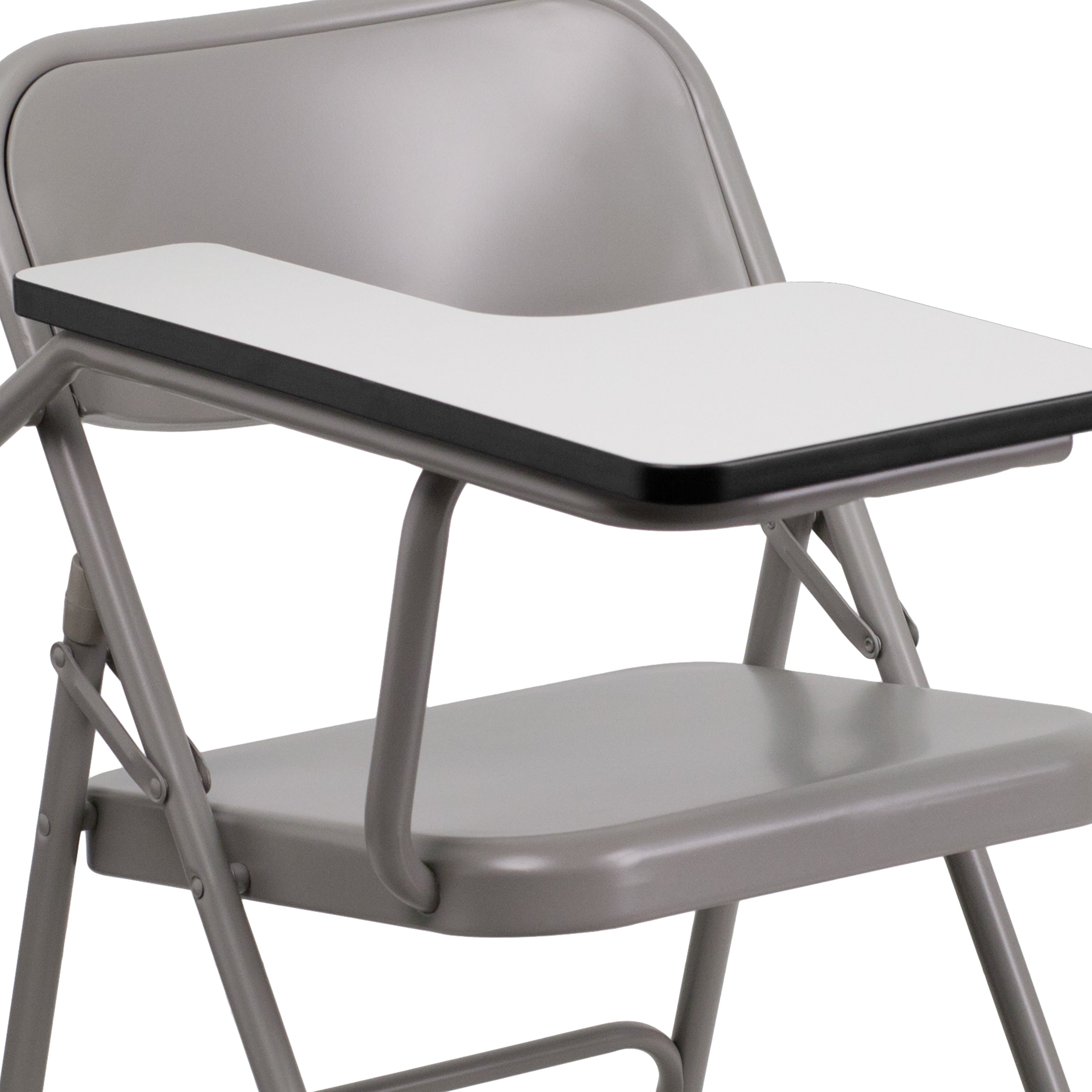 Folding chair with right handed shop tablet arm