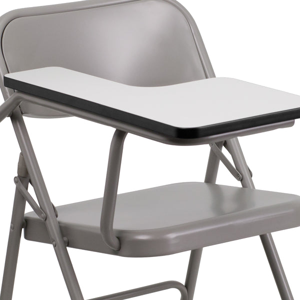 Premium Steel Beige Folding Chair with Right Handed Tablet Arm - Event Chair