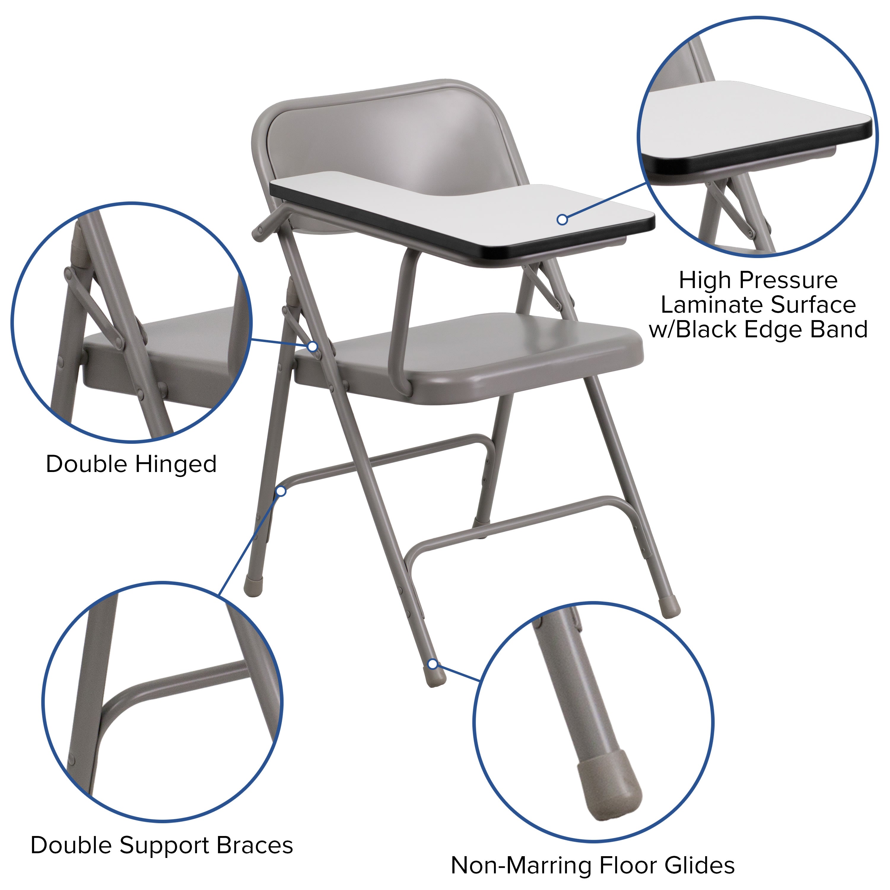 Folding chair with right handed tablet arm 2025