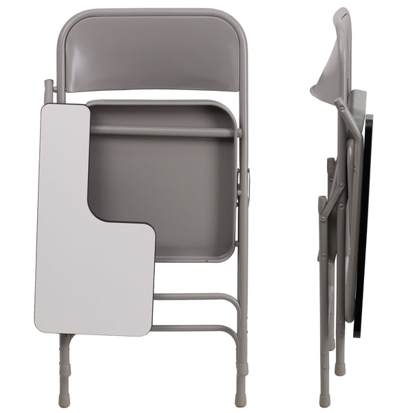 Premium Steel Beige Folding Chair with Right Handed Tablet Arm - Event Chair