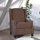 Brown |#| Push Back Wing Back Pocket Spring Recliner in Brown with Side Accent Nail Trim