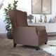 Brown |#| Push Back Wing Back Pocket Spring Recliner in Brown with Side Accent Nail Trim