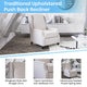 Cream |#| Push Back Wing Back Pocket Spring Recliner in Cream with Side Accent Nail Trim