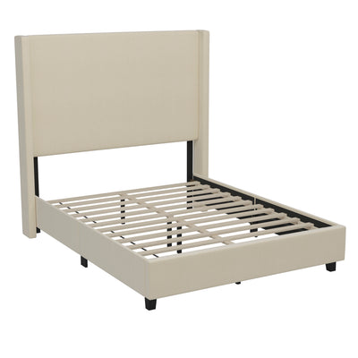 Upholstered Platform Bed with Channel Stitched Headboard - View 1