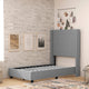 Gray,Twin |#| Twin Size Upholstered Platform Bed with Channel Stitched Headboard in Gray