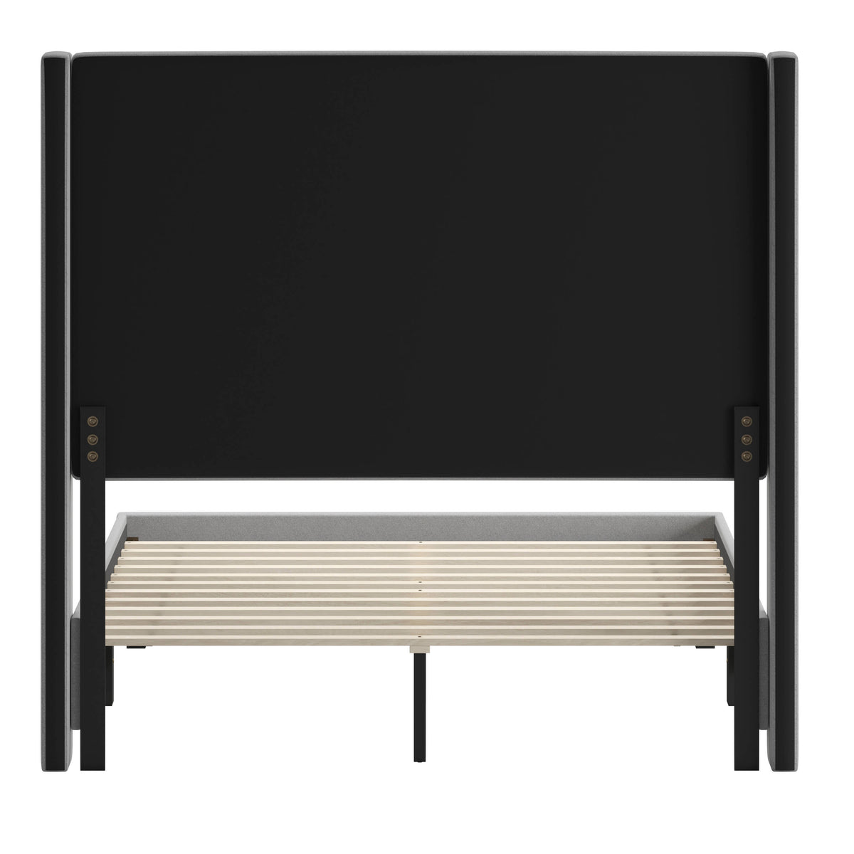 Gray,Full |#| Full Size Upholstered Platform Bed with Channel Stitched Headboard in Gray