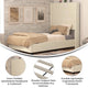 Beige,Twin |#| Twin Size Upholstered Platform Bed with Channel Stitched Headboard in Beige