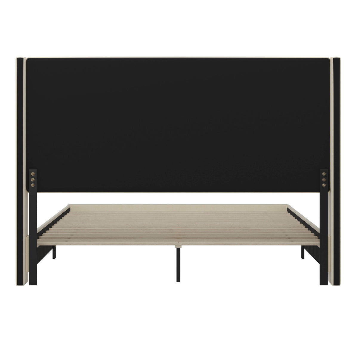 Beige,King |#| King Size Upholstered Platform Bed with Channel Stitched Headboard in Beige