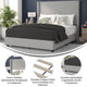 Gray,Queen |#| Queen Size Upholstered Platform Bed with Channel Stitched Headboard in Gray