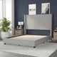 Gray,Queen |#| Queen Size Upholstered Platform Bed with Channel Stitched Headboard in Gray