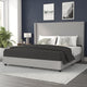 Gray,King |#| King Size Upholstered Platform Bed with Channel Stitched Headboard in Gray