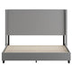 Gray,King |#| King Size Upholstered Platform Bed with Channel Stitched Headboard in Gray