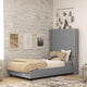 Gray,Twin |#| Twin Size Upholstered Platform Bed with Channel Stitched Headboard in Gray