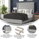 Gray,Full |#| Full Size Upholstered Platform Bed with Channel Stitched Headboard in Gray