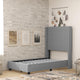 Gray,Twin |#| Twin Size Upholstered Platform Bed with Channel Stitched Headboard in Gray