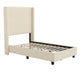 Beige,Twin |#| Twin Size Upholstered Platform Bed with Channel Stitched Headboard in Beige