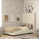 Beige,Twin |#| Twin Size Upholstered Platform Bed with Channel Stitched Headboard in Beige