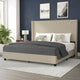 Beige,King |#| King Size Upholstered Platform Bed with Channel Stitched Headboard in Beige