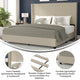 Beige,King |#| King Size Upholstered Platform Bed with Channel Stitched Headboard in Beige