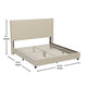 Beige,King |#| King Size Upholstered Platform Bed with Channel Stitched Headboard in Beige