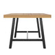 All Weather Commercial Acacia Wood Top Patio Table with Metal Base-Natural/Black