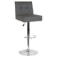 Gray LeatherSoft |#| Adjustable Height Tufted Back Barstool w/Accent Nail Trim in Gray LeatherSoft