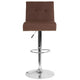 Brown Fabric |#| Adjustable Height Tufted Back Barstool with Accent Nail Trim in Brown Fabric