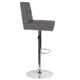 Gray LeatherSoft |#| Adjustable Height Tufted Back Barstool w/Accent Nail Trim in Gray LeatherSoft