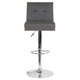 Gray LeatherSoft |#| Adjustable Height Tufted Back Barstool w/Accent Nail Trim in Gray LeatherSoft