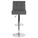 Gray LeatherSoft |#| Adjustable Height Tufted Back Barstool w/Accent Nail Trim in Gray LeatherSoft