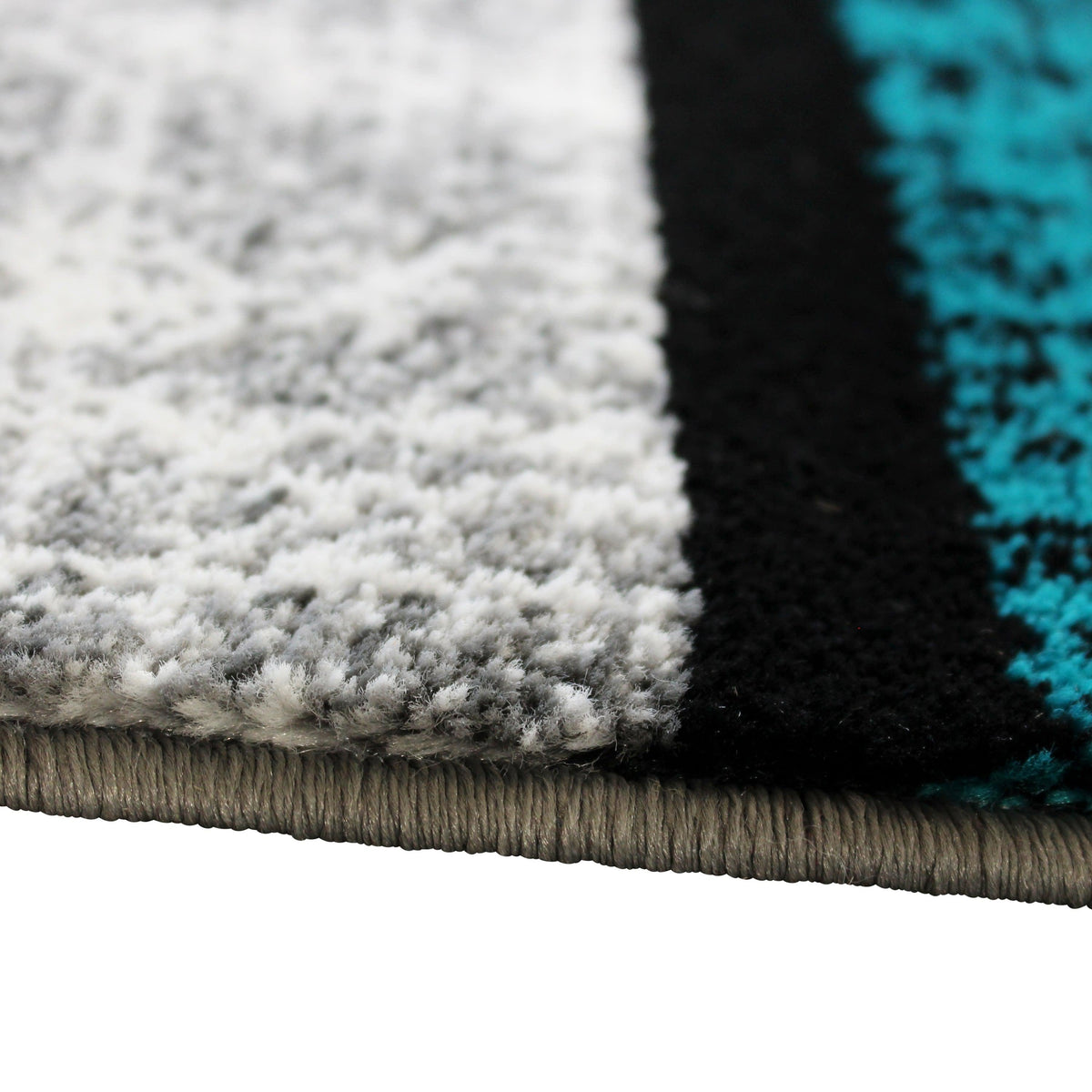 Turquoise,5' x 7' |#| Modern Geometric Color Block Area Rug - Turquoise, Black, & Gray - 5' x 7'