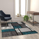 Turquoise,5' x 7' |#| Modern Geometric Color Block Area Rug - Turquoise, Black, & Gray - 5' x 7'