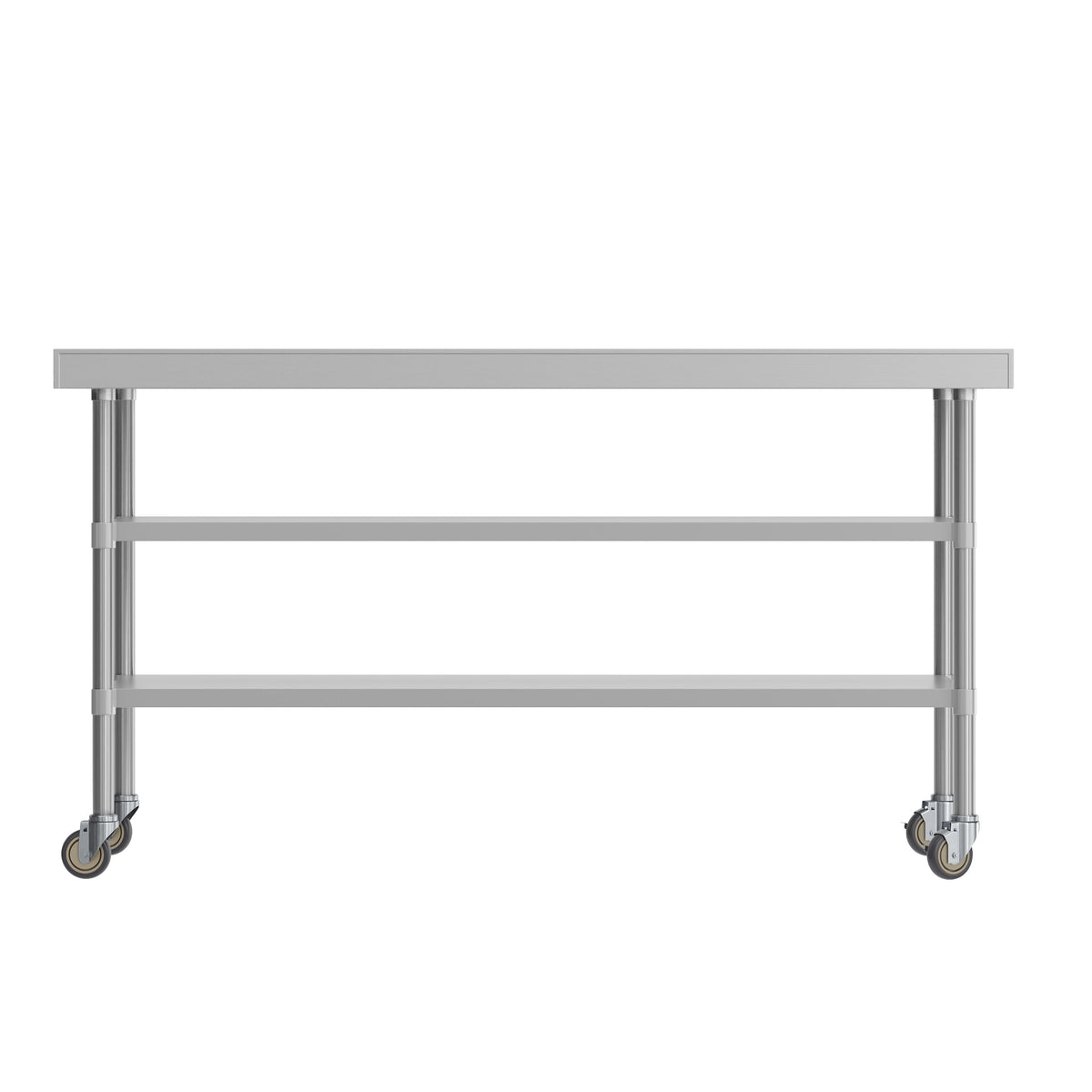 72"W x 30"D |#| Commercial Stainless Steel Work Table with Backsplash and 2 Undershelves -30x72