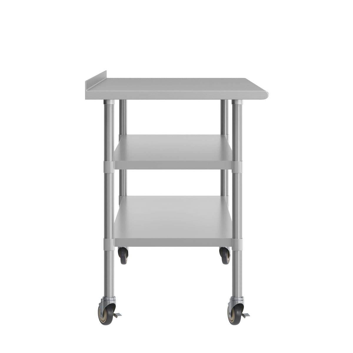 72"W x 30"D |#| Commercial Stainless Steel Work Table with Backsplash and 2 Undershelves -30x72