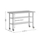 60"W x 24"D |#| Commercial Stainless Steel Work Table with Backsplash and 2 Undershelves -24x60