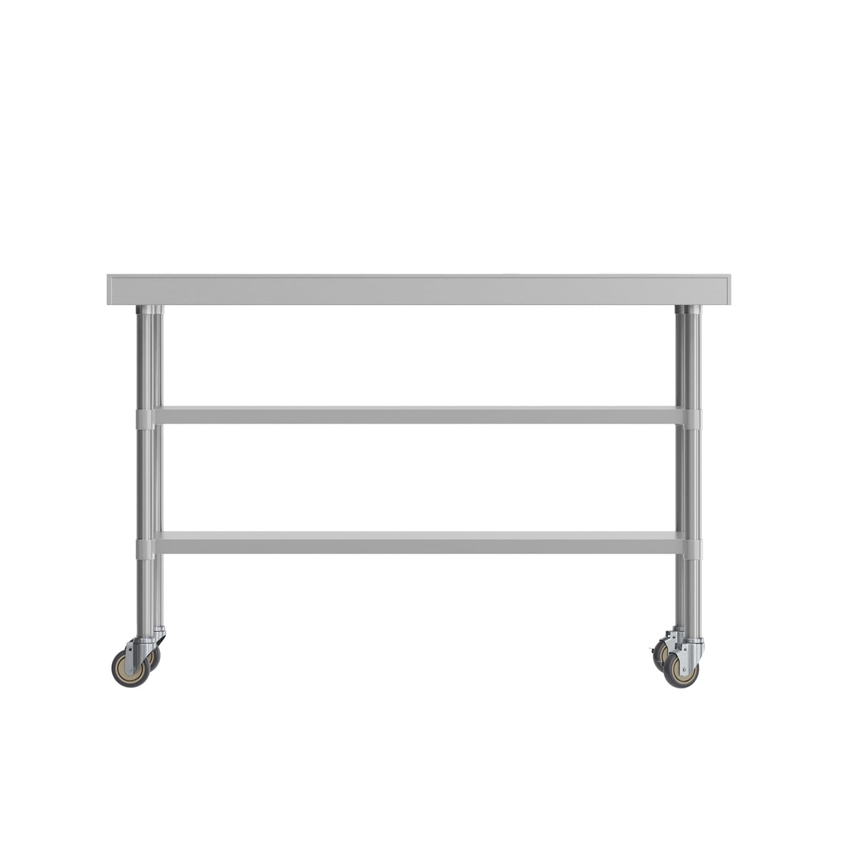 60"W x 24"D |#| Commercial Stainless Steel Work Table with Backsplash and 2 Undershelves -24x60