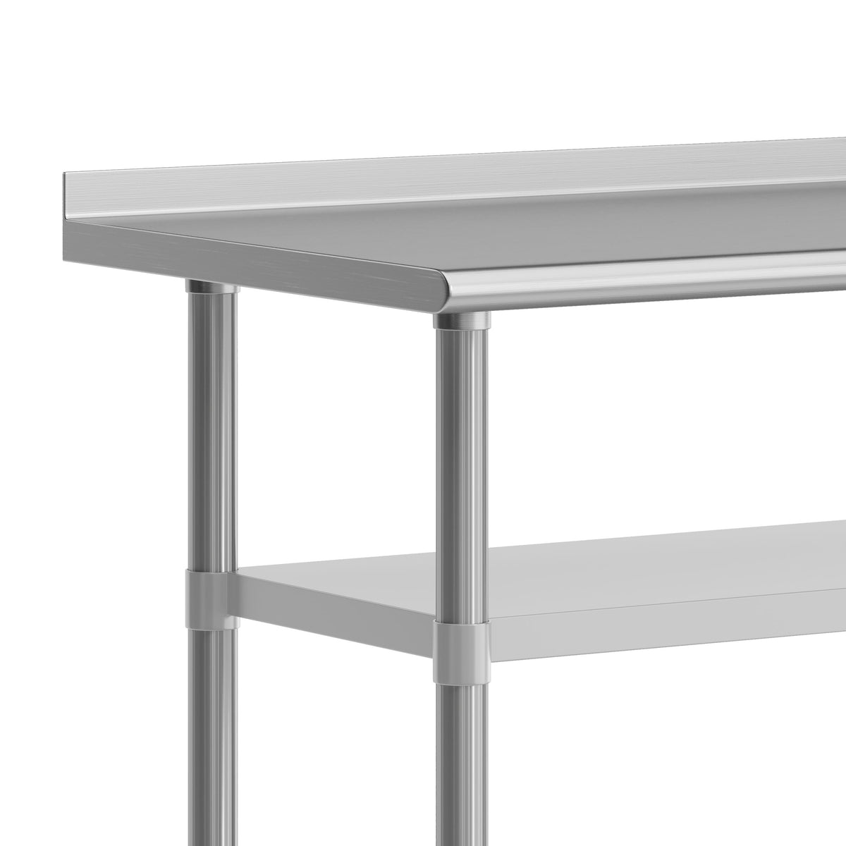 60"W x 24"D |#| Commercial Stainless Steel Work Table with Backsplash and 2 Undershelves -24x60