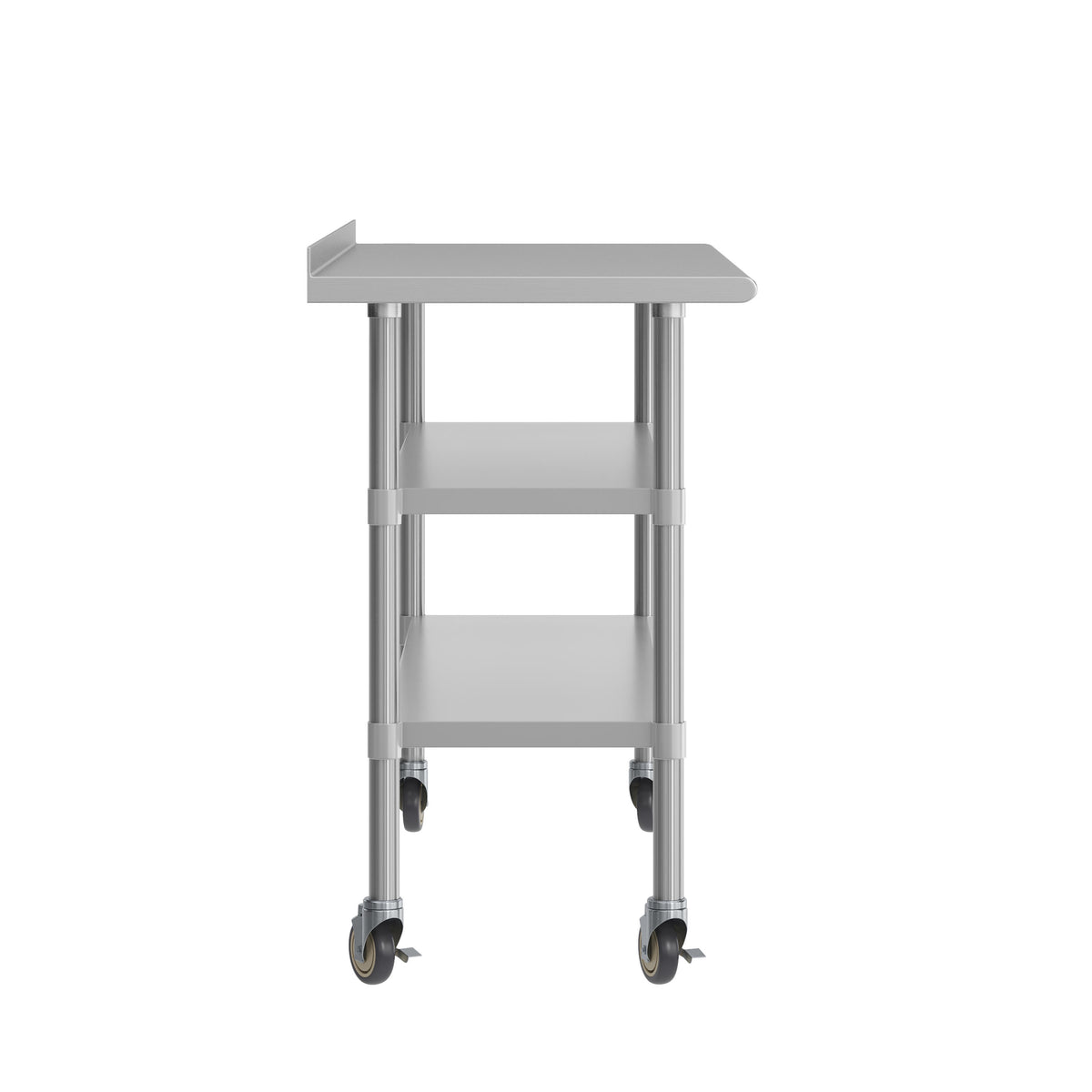 60"W x 24"D |#| Commercial Stainless Steel Work Table with Backsplash and 2 Undershelves -24x60