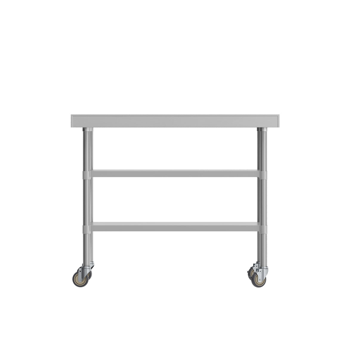 48"W x 24"D |#| Commercial Stainless Steel Work Table with Backsplash and 2 Undershelves -24x48