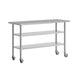60"W x 24"D |#| Commercial Stainless Steel Work Table with Dual Undershelves and Casters - 24x60