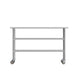 60"W x 24"D |#| Commercial Stainless Steel Work Table with Dual Undershelves and Casters - 24x60